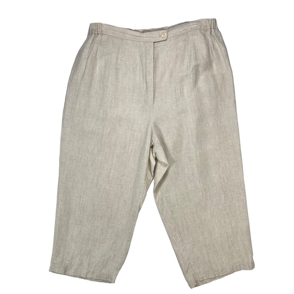 Harve Benard Cropped Linen Pants in Light Beige